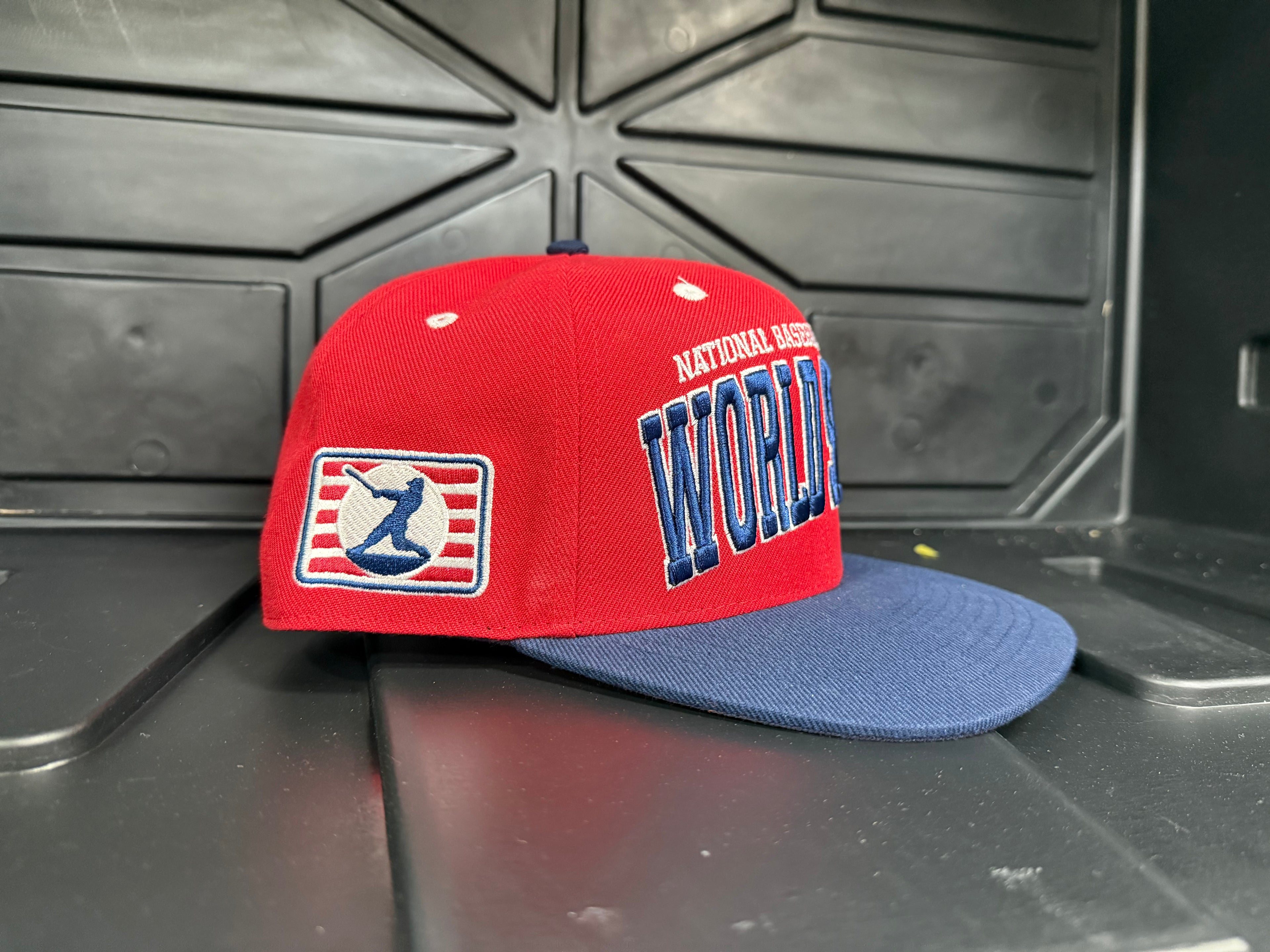 Red and Blue Block Letter Hat