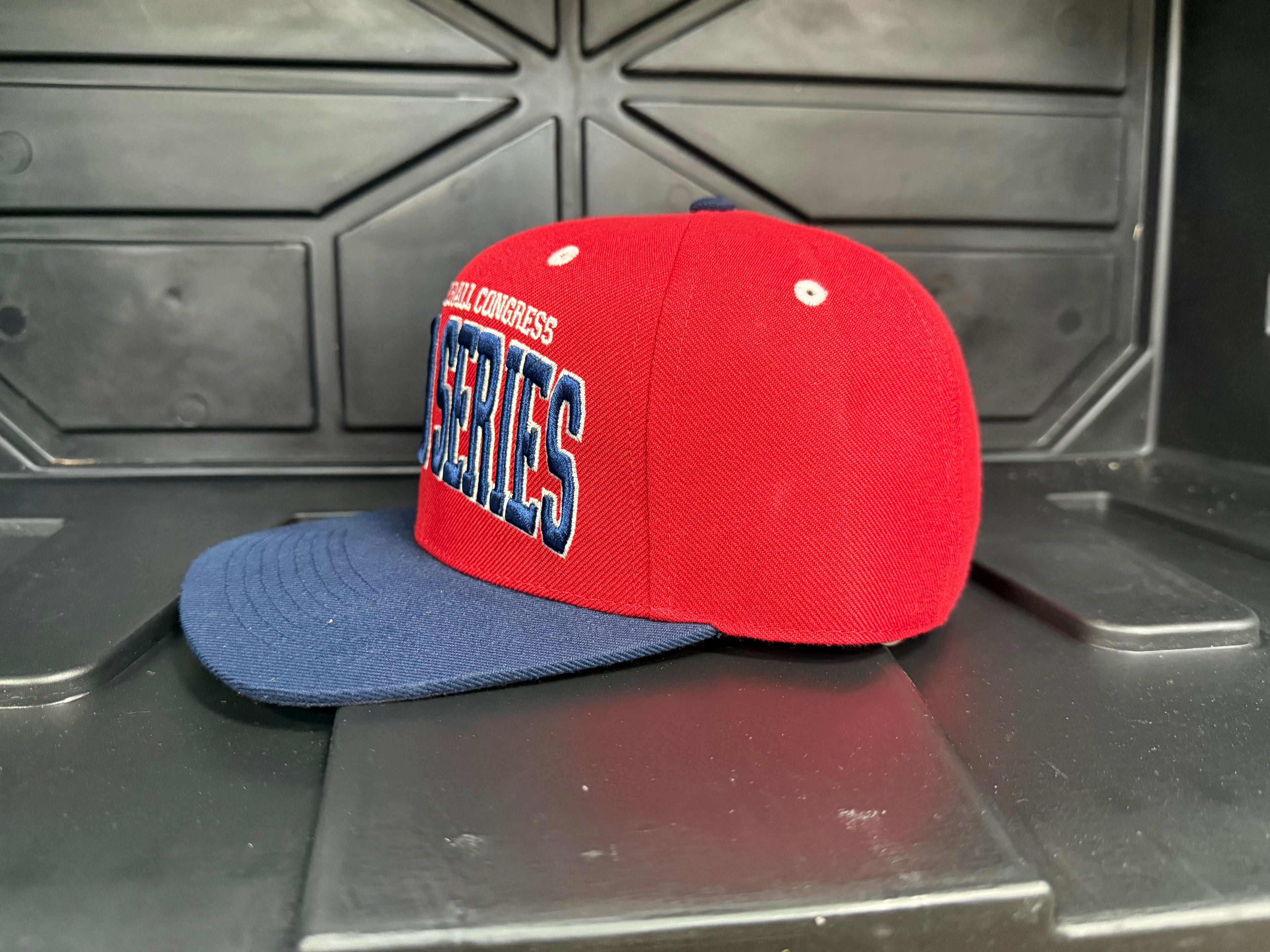 Red and Blue Block Letter Hat